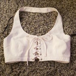 2 for $10 Laced up halter crop top